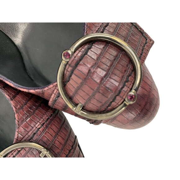 Rare VTG Stuart Weitzman Lizard Embossed Leather Mid Heels 6.5M Pump Shoes 8765 - Picture 12 of 13